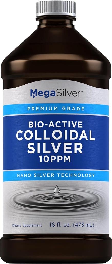 Piping Rock Colloidal Silver Liquid Drops ← 16 Fl Oz ← 10 PPM ← Bio-Active Premium Grade Tincture ← Non-GMO, Gluten Free Supplement