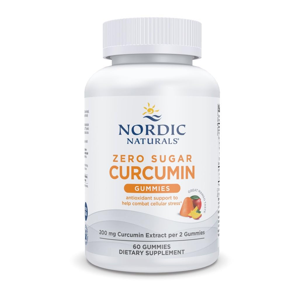 Nordic Naturals Zero Sugar Curcumin Gummies, Mango - 60 Gummies - 200 mg Optimizado Curcumin Extract - Great Taste - Antioxidant Support, Healthy Metabolic Balance - Non-GMO, Vegan - 30 Servings