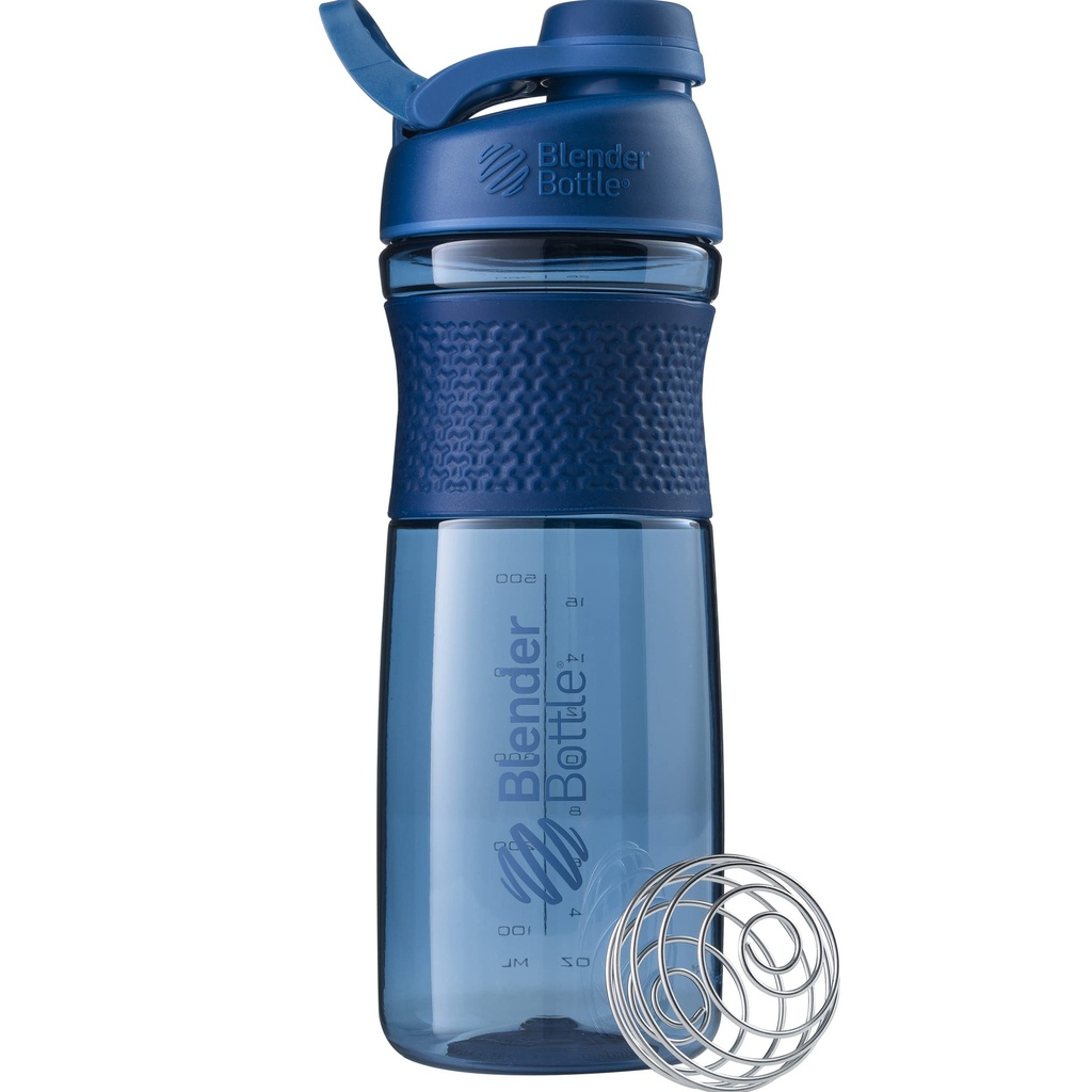 BlenderBottle SportMixer Shaker Bottle Perfect for Protein Shakes and Pre Workout, 28-Once, Navy