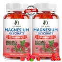 (2 Pack Sugar Gratuito Magnesio Glycinate Gummies, 500 mg Magnesium Glycinate con 200 mg Magnesium Malate, Taurate, Oxide, COQ10, Vitamina B6 y D3, Sleep &amp; Calm Support, 120 Raspberry Gummies