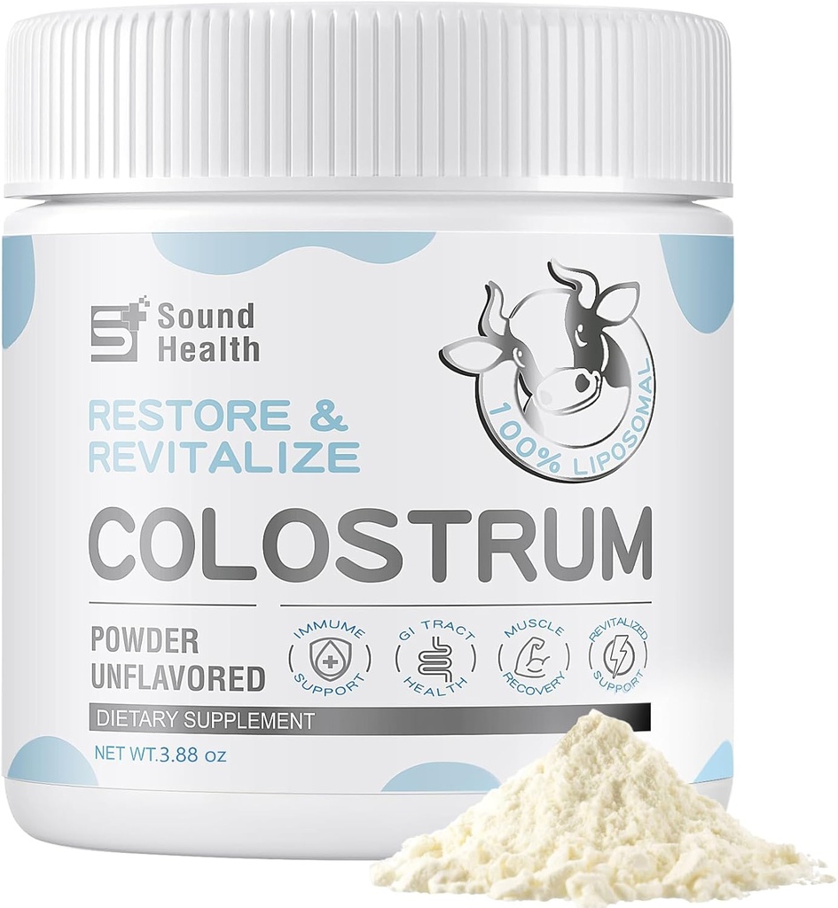Colostrum Suplemento Polvo para Humanos - Suplemento de Colostrum de Bovino Orgánico para Salud Gut, Crecimiento del Cabello, Apoyo Inmunitario - Desarrollado (73 Servimientos)