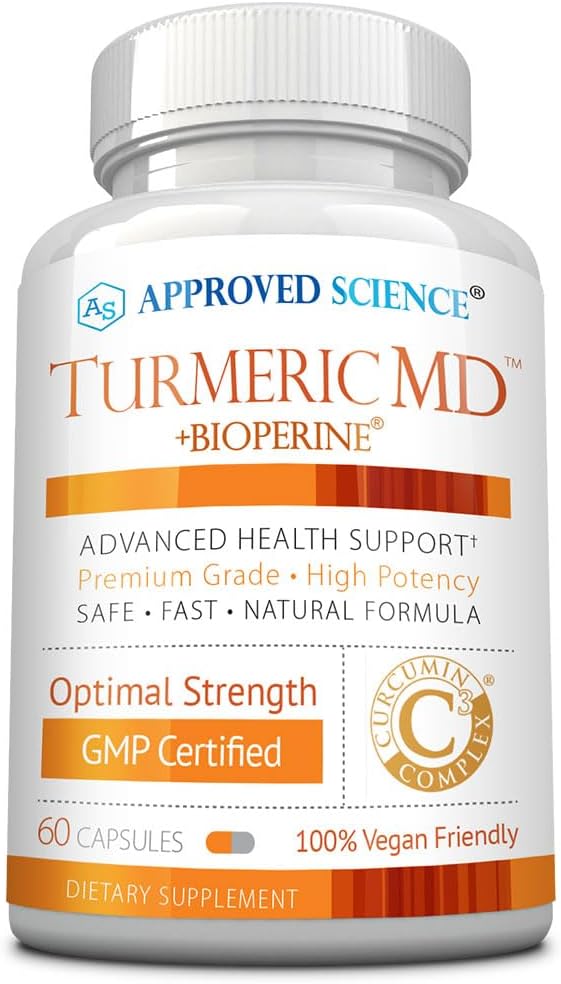 MD de Turmérica de Ciencias Aprobadas - con Curcuminoides Turméricos Estándarizados del 95% de BioPerine - 60 cápsulas (1 mes de suministro)