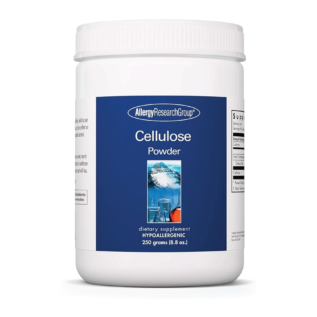 Grupo de investigación de alergia Polvo de celulosa - Microcrystallina Polosa de celulosa, 2000 mg Suplemento de fibra insoluble, celulosa empobrecida, no fisionable, hipoalergénico - 8,8 Oz