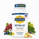 Promesa simple - Xetina 20TM Lutein y Zeaxanthin Suplementos - Apoyo esencial para la salud de los ojos con vitaminas E, Eyebright, Zinc, Grape Seed Extract, Rutin & Bilberry - 60 cápsulas