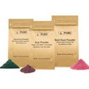PURE Original INGREDIENTS Beet Root, Spirulina y Acai Powder Bundle, Diversos tamaños, No GMO, Suplementos Herbales
