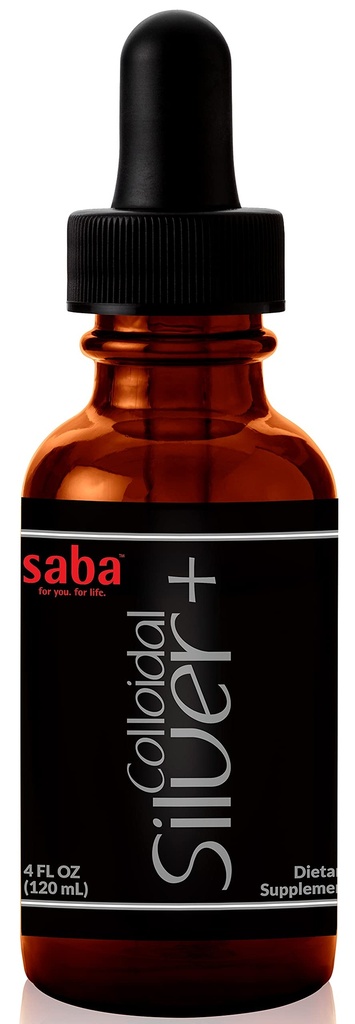 Saba Colloidal Silver 50PPM, 4Fl Oz.- Seasonal Wellness, Immune Support -Este producto multiusos viene en mano para varios de los accidentes pequeños de la vida. Es un deber-tener en cada hogar -24 servicios