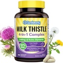 4-en-1 Complejo de carburante de leche para hombres " mujeres " , Extracto con 240 mg de silymarin activo, 80% Std, con Dandelion, Choline, Zinc, Liver Detox " Repair, Non-GMO, Once Daily, 90 Caps de verduras
