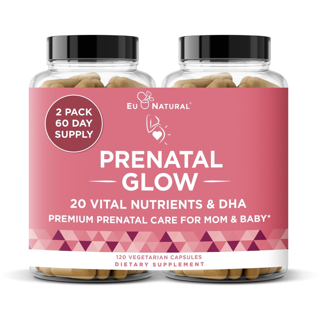 Vitaminas prenatales para las mujeres – 20 en-1 Nutrientes vitales para el embarazo saludable y el desarrollo fetal – Ácido fólico " DHA vegano para el crecimiento del bebé " Un embarazo cómodo: 120 cápsulas de ruido