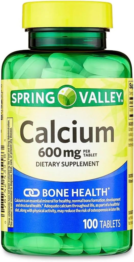Valle de Primavera - Calcio 600 mg (Pack of 2) 200 Tabletas Coadas totales