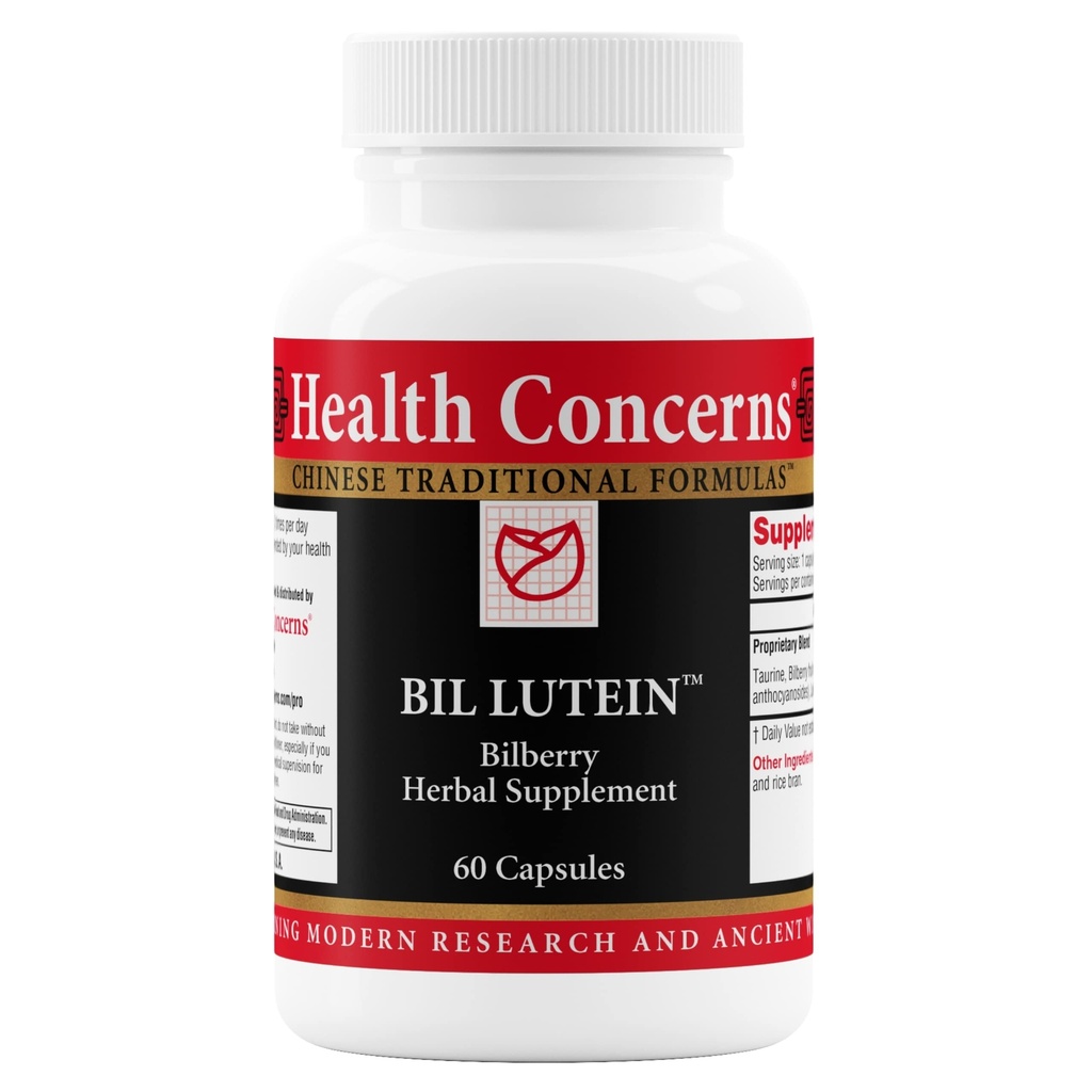 Salud preocupación Lutein Bil – Salud Ocular y Visión Soporte – Lutein, Bilberry & Taurine Suplemento – Antioxidantes para la salud retina, Visión nocturna, Circulación, Degeneración Macular – 60 cápsulas