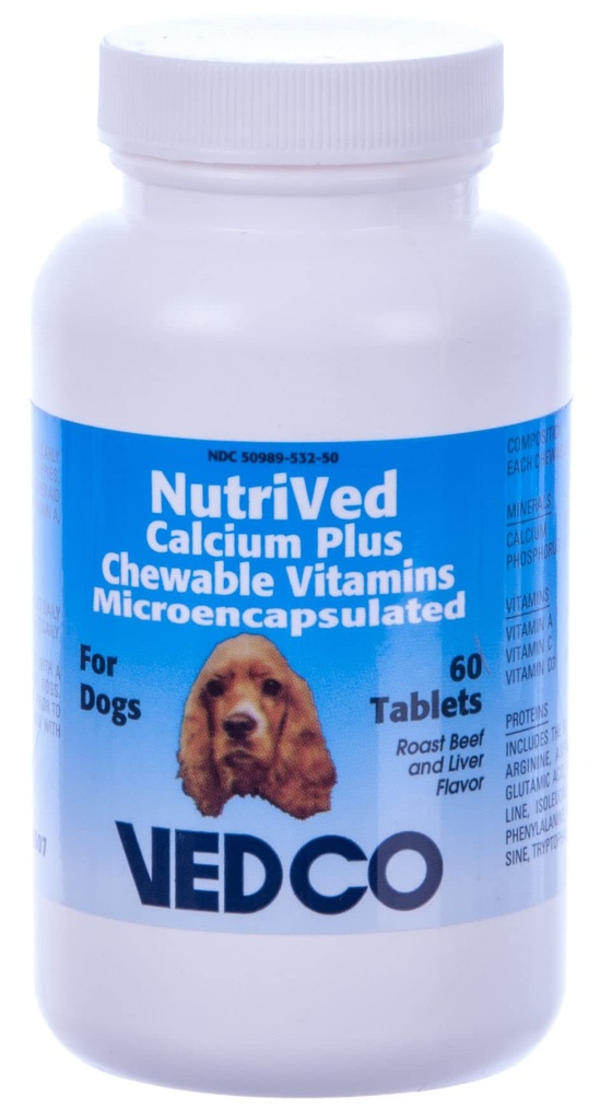 Calcio NutriVed Plus Vitaminas Chewable Para Perros - 60 Tabletas