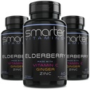 (3 Pack) cápsulas de arándano más inteligentes + vitamina C + jengibre " Zinc, suplemento herbal, potente vitamina antioxidante de anciano negro, 180 píldoras veganas