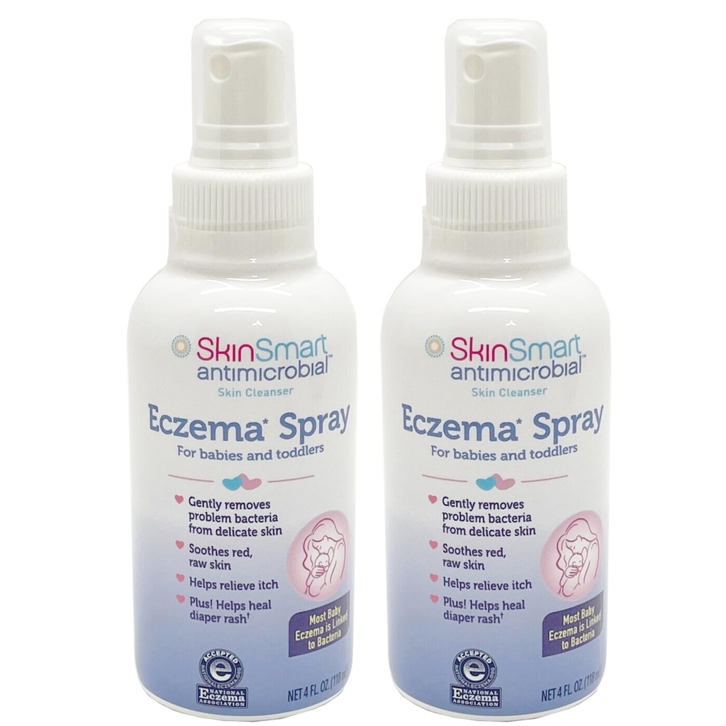 SkinSmart Eczema Spray for Babies and Toddlers, Quita Bacterias así que Skin Can Heal, 4 Ounce Spray (Pack of 2) Safe for Delicate and Raw Skin