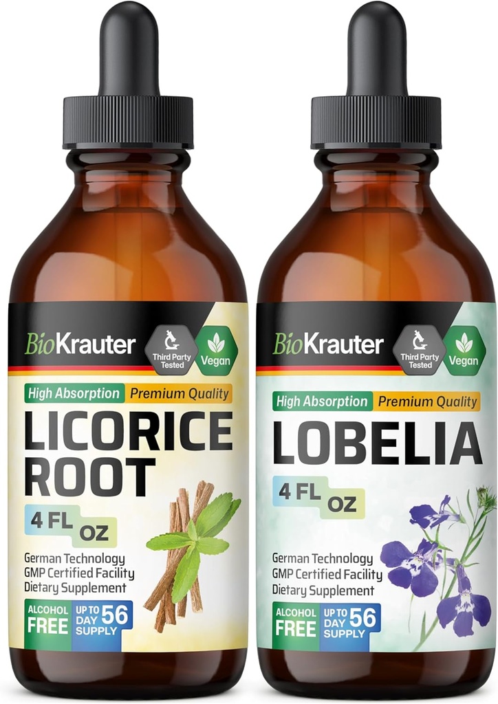 BIO KRAUTER Licorice Root Tincture 4 Fl. Oz. " Lobelia Tincture 4 Fl. Oz.