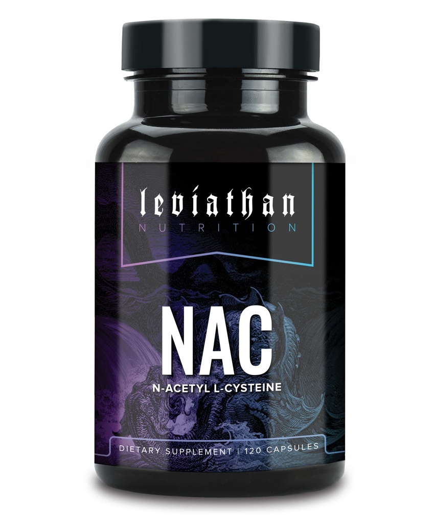 Leviathan Nutrition NAC Suplemento N-Acetyl Cysteine for Lung, Liver, Immune Support - Potent Antioxidant Support to Boost Glutathione Levels 600mg, 120 Capsules