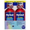 Vicks NyQuil SEVERE Cold, Flu y Congestion Medicine, 2x12 fl oz Twin Pack, Berry Flavor, Maximum Strength, Nighttime Relief