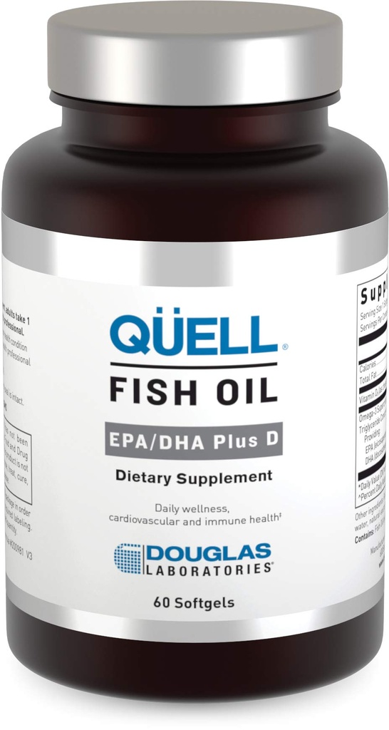Douglas Laboratories Quell Fish Oil EPA/DHA Plus D ← 3:2 Ratio of EPA to DHA Essential Omega 3 Fatty Acids Plus 1,000 I.U. of Vitamin D3* ← 60 Softgels