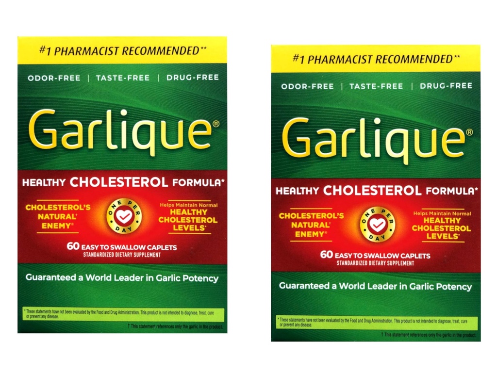 Fórmula Garlique de colesterol saludable con 5000 mcg de Allicin, 60 cápsulas de coado Enteric (Pack of 2)