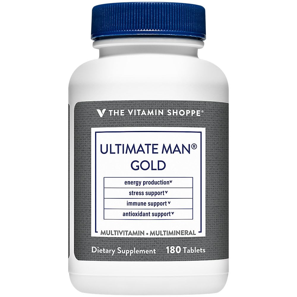 The Vitamin Shoppe Ultimate Man Multivitamin - High Potency Energy & Antioxidant Blend - Suplemento Multi-Mineral diario completo para la salud óptima de los hombres - Gluten & Dairy Free (180 Tablets)