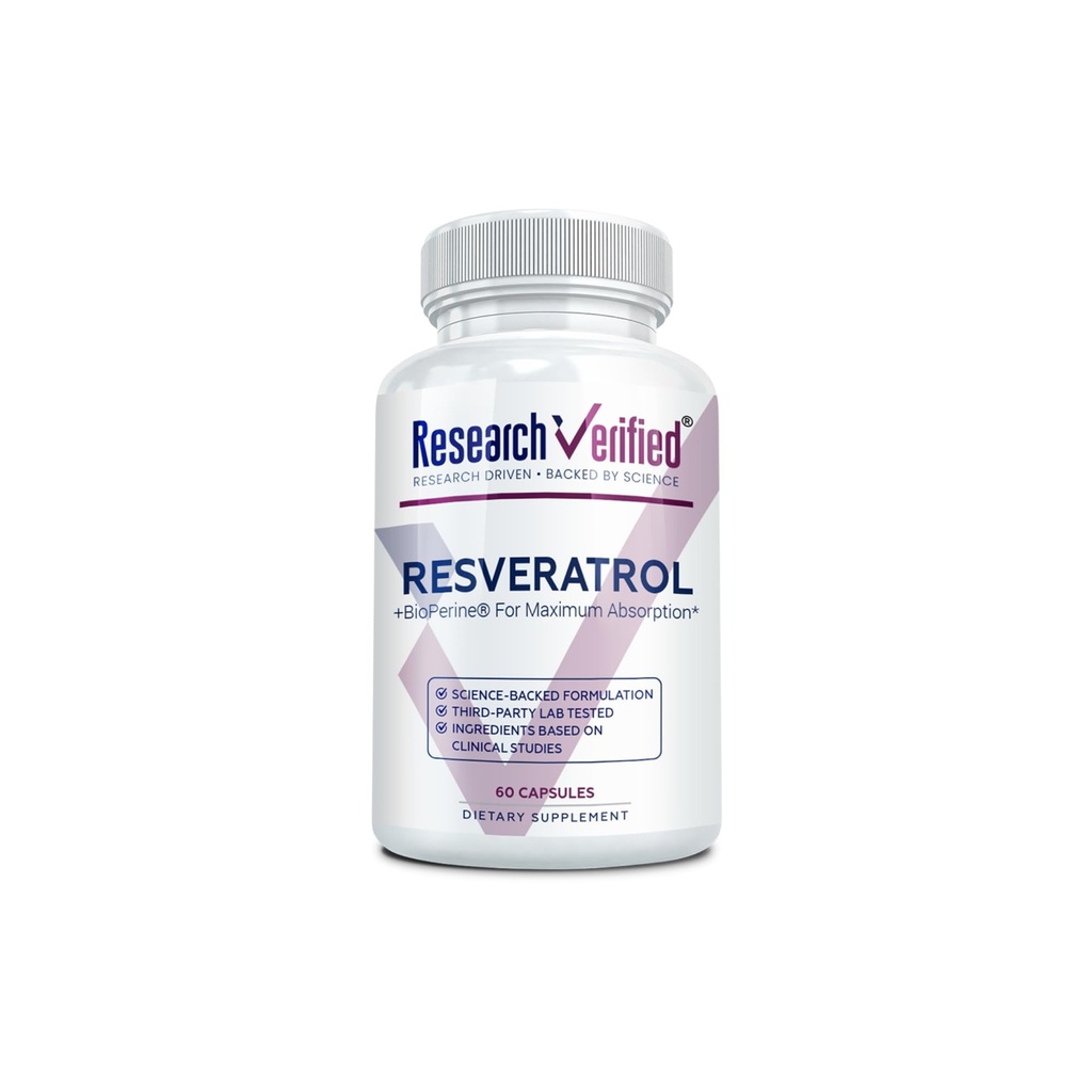 Investigación Resveratrol Verificado - 98% Trans-Resveratrol 1000 mg, Anti-Aging Support - 1 Botella - 60 cápsulas