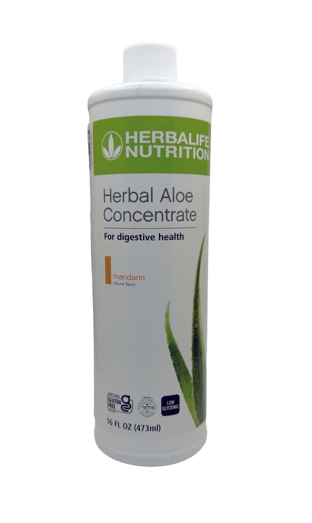 Herbalife Aloe Concentrate Pint: Mandarin Flavor 16 FL Oz (473 ml) para Salud Digestiva con Aloe Premium-Quality, Sin gluten, 0 Calories, 0 Azúcar, Naturalmente Saborado