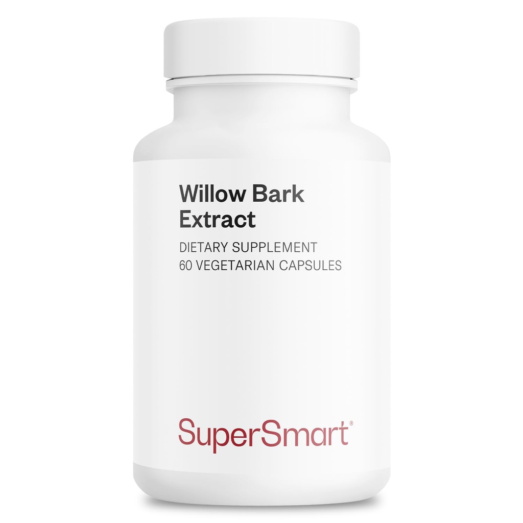 Supersmart - Willow Bark Extract 530mg por día (High Potency) - 15% Salicin - Natural Willow Bark Herb Supplement ← Non-GMO & Gluten Free - 60 cápsulas vegetarianas