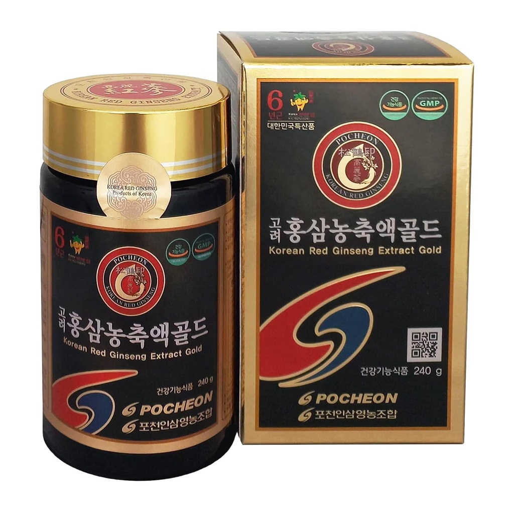 Pocheon 240g(8.5oz), 100% Pure Korean 6Years Root Panax Red Ginseng Extracto Oro, TOP Ginsenoside, Saponin, Ginseng Herbal Suplemento, Natural Immune Support