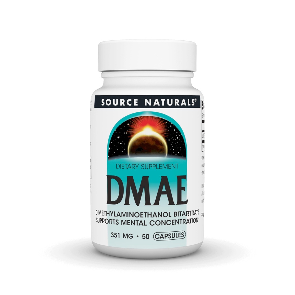 Fuente Naturals DMAE, Dimethylaminoethanol Bitartrate - Apoyo a la concentración mental - 50 cápsulas