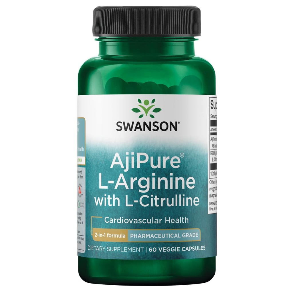 Swanson Amino Acid Ajipure L-Arginine con L-Citrulline 60 Veg Capsules