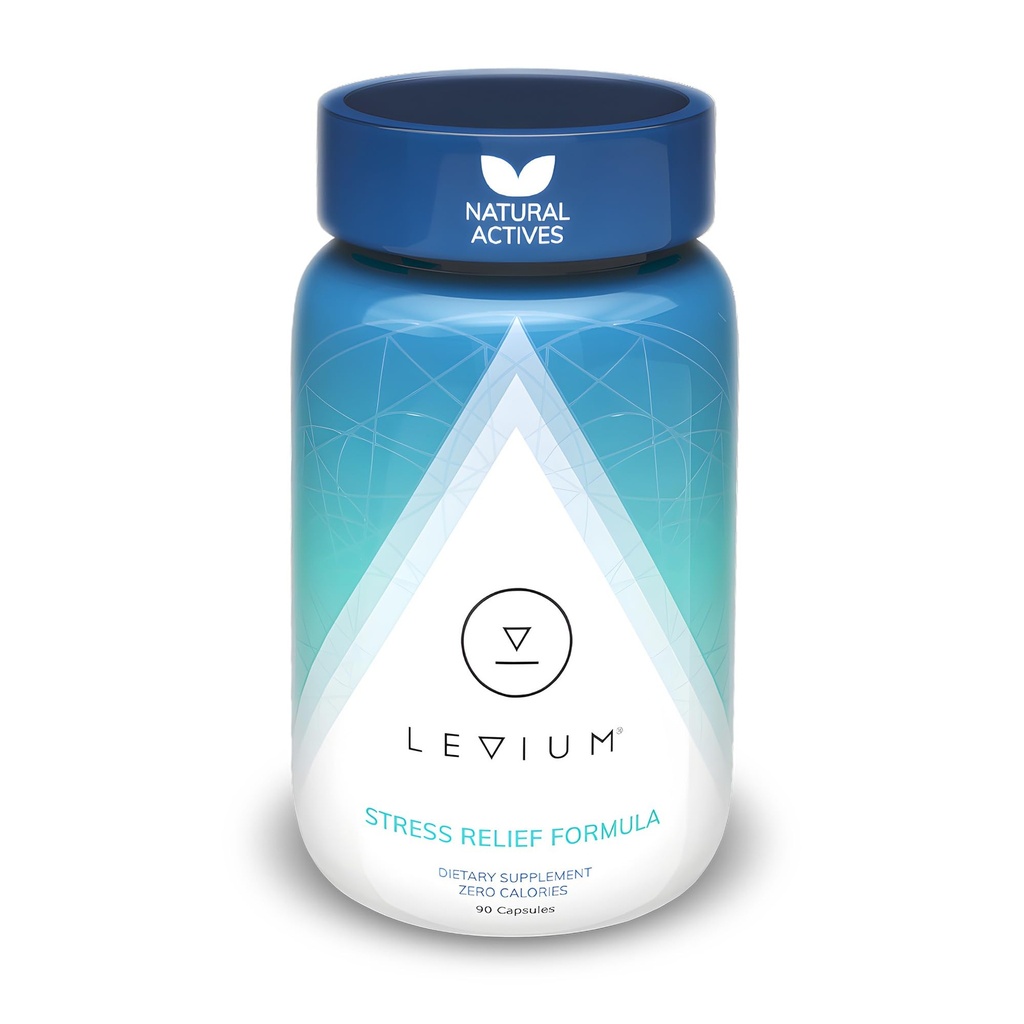Levium Maximum Strength Stress Relief Complemento de Apoyo a la Calma y el Mood con KSM-66 Ashwagandha, GABA, L-Theanine, Magnesium ← 90 Capsules, 30 Day Supply