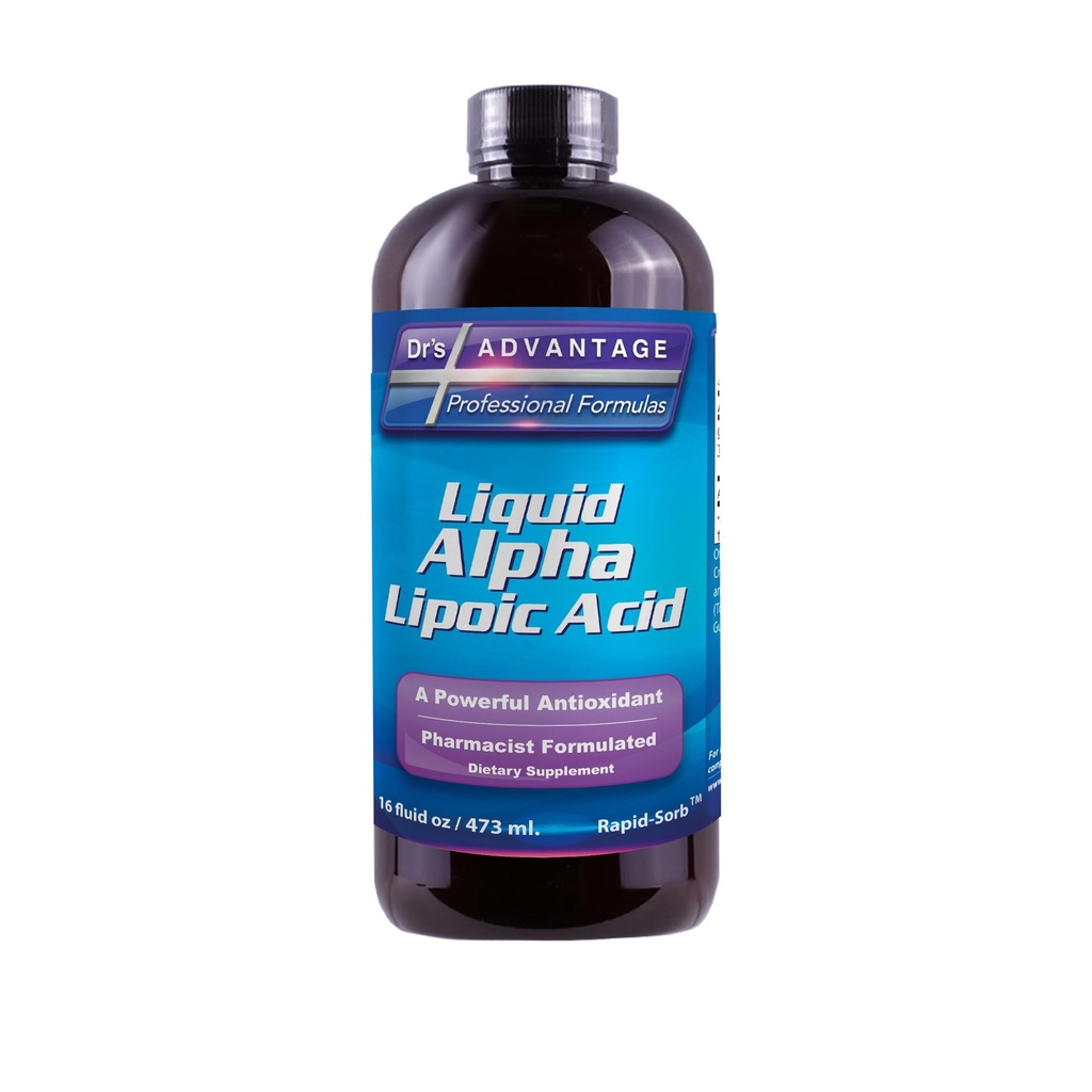 Ácido Lipoico alfa - Suplemento dietético líquido con 50 mg de ALA por servicio - Empaquetado con antioxidantes - Farmacéutico Formulado, Tecnología rápida para Absorción Nutriente - 16 fl. oz.