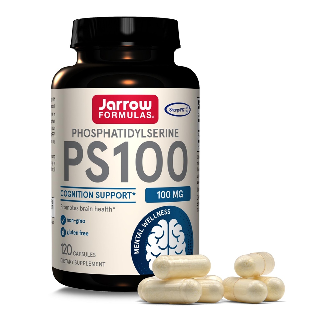 Jarrow Fórmulas® PS100 Phosphatidylserine, 100 mg, Suplemento dietético para la salud del cerebro y el apoyo a la cognición, 120 cápsulas, hasta 120 días de suministro