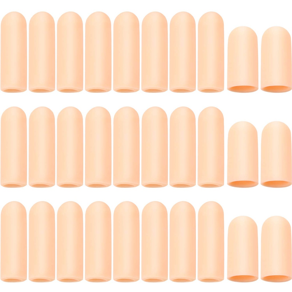 Frienda 30 piezas Protector de dedo de Gel Cots Funda de silicona mangas para el apoyo de la máquina de agarre de aletas (Apricot)