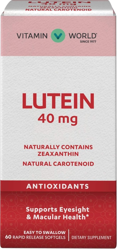 Vitamina World Lutein 40mg 60 Rapid Release Softgels, Eye Health, Vision, Antioxidant