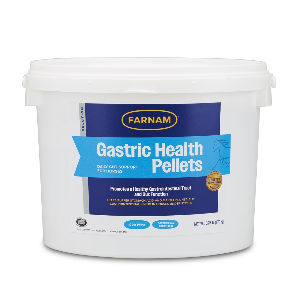 Pellets de salud gástrica de Farnam, suplemento diario de Gut y salud digestiva para caballos ayuda a mantener una función de tracto gastrointestinal saludable y de goma