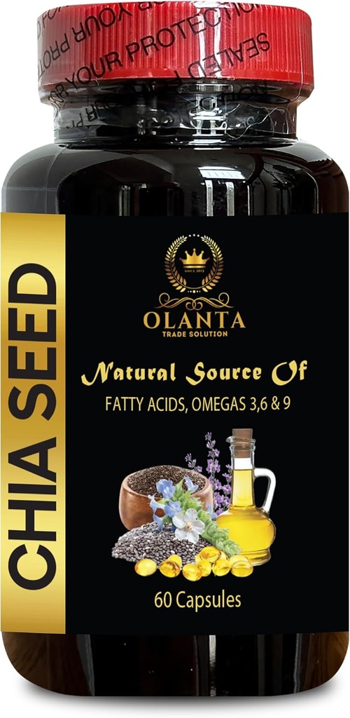 chia Semillas Extracto - CHIA Semillas - Booster de energía, antioxidante Vitaminas Suplementos, chia Semillas Omega 3 y fibra, chia Semillas superalimentos salvia hispanica - 1 Botella 60 Softgels