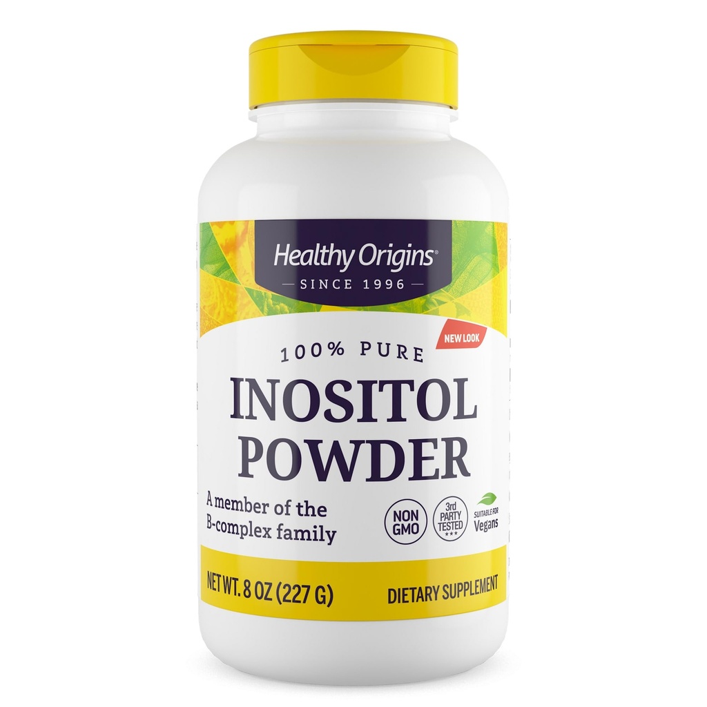 Orígenes saludables Inositol Powder, 227 g - para la piel, el pelo y la salud de uñas - Vitamina B8 Suplemento de polvo - Parte de la familia Complejo B - Vegan, No GMO &amp; Suplemento libre de gluten - 8 Oz