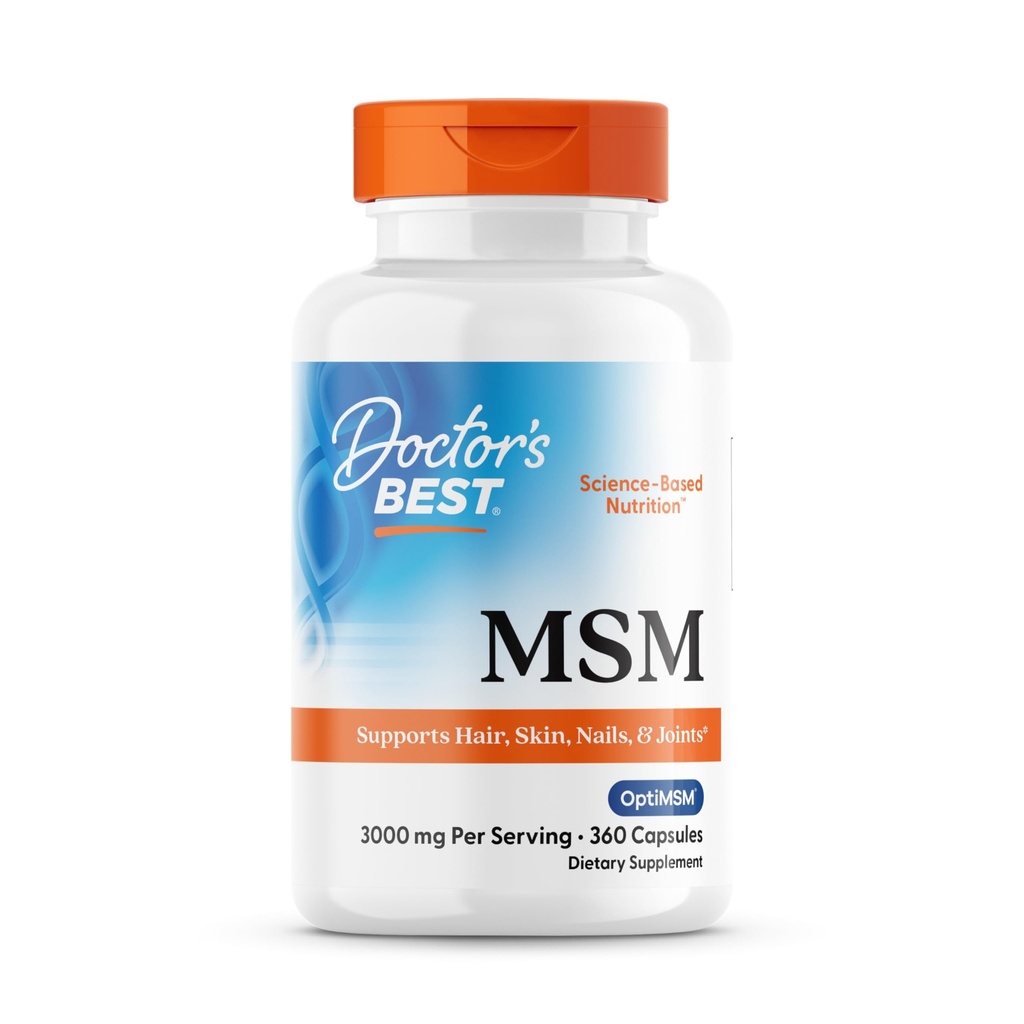 MSM mejor del médico, soporta el cabello, la piel, las uñas, las articulaciones, no GMO, Gluten Gratis, 3000 mg Por Serving, 360 cápsulas