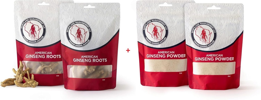 Dairyland American Ginseng Roots and Powder - 16 oz Pack Cada uno de Wisconsin Ginseng – Directo de Farmer a Consumer