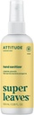 ATTITUDE Hand Sanitizer Spray, EWG Verified, Kills Germs & Bacteria, Vegan " Plant-Based, Safe for Adults " Kids, Lemon Leaves Scent, 3.38 Fl Oz (Spray Bottle)