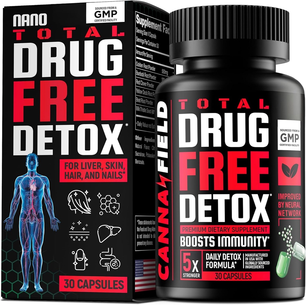 Total Detox y Liver Cleanse - USA Made - 5-Days Detox - Natural Toxins Cleaner for Skin, Hair, Nails, Gut – Mega Support and Repair - Natural Herbal Health Formula, Immune Support