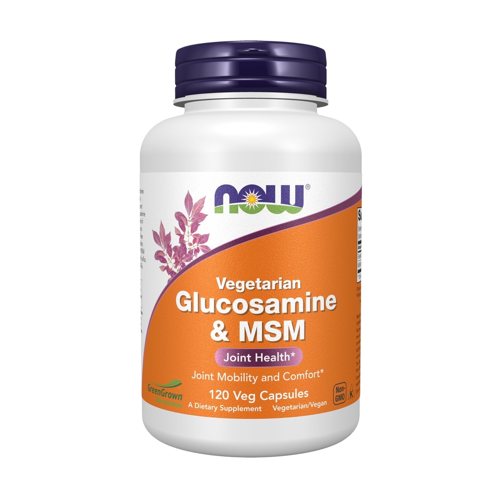 AHORA Suplementos de alimentos, Glucosamina &amp; MSM (GreenGrown® Glucosamine), Vegetariano, 120 cápsulas de verduras