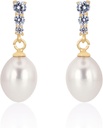 18K Oro plateado Pendiente de plata de ley blanco gota Handpicked Calidad Pendientes de perlas cultivadas de agua dulce con zirconia cúbica cristales perla pendientes de novia joyería para novias