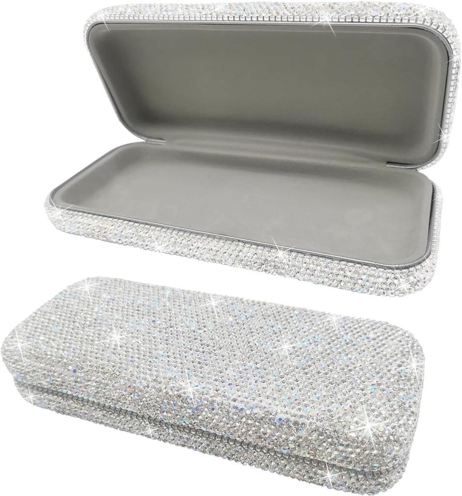 Caja de lentes de sol brillante, lentes de sol brillante caja fuerte de cristales caso, caja de cristal de piedra brillante para mujeres