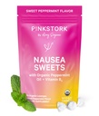 Pink Stork Organic Peppermint Sweets for Morning Sickness and Motion Sickness Support, Añadido Vitamin B6, 1st Trimester Pregnancy Must Haves - 30 Wrapped Peppermint Candies