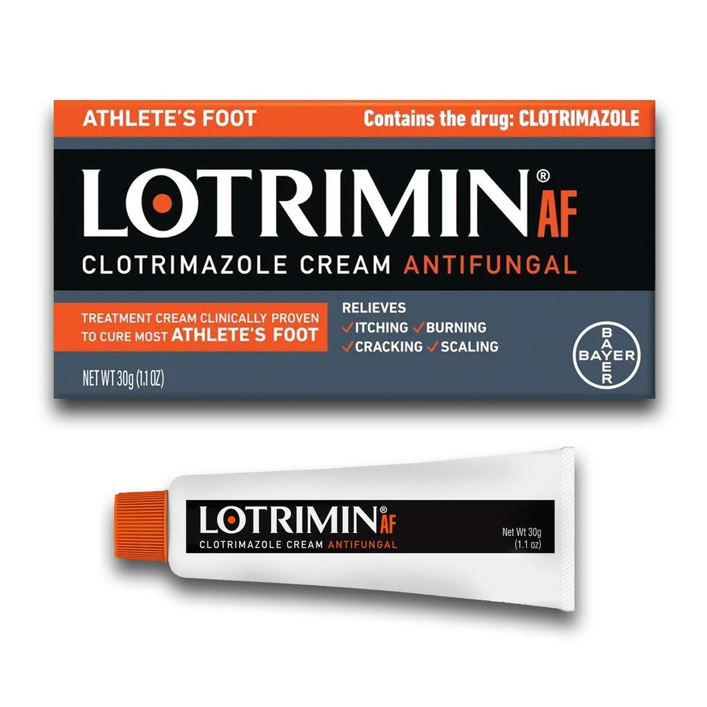 Lotrimin® AF Cream, Athlete's Foot 1% Clotrimazole Antifungal Cream Treatment, Clinically Proven Effective, 1.1 Ounce (New Look)