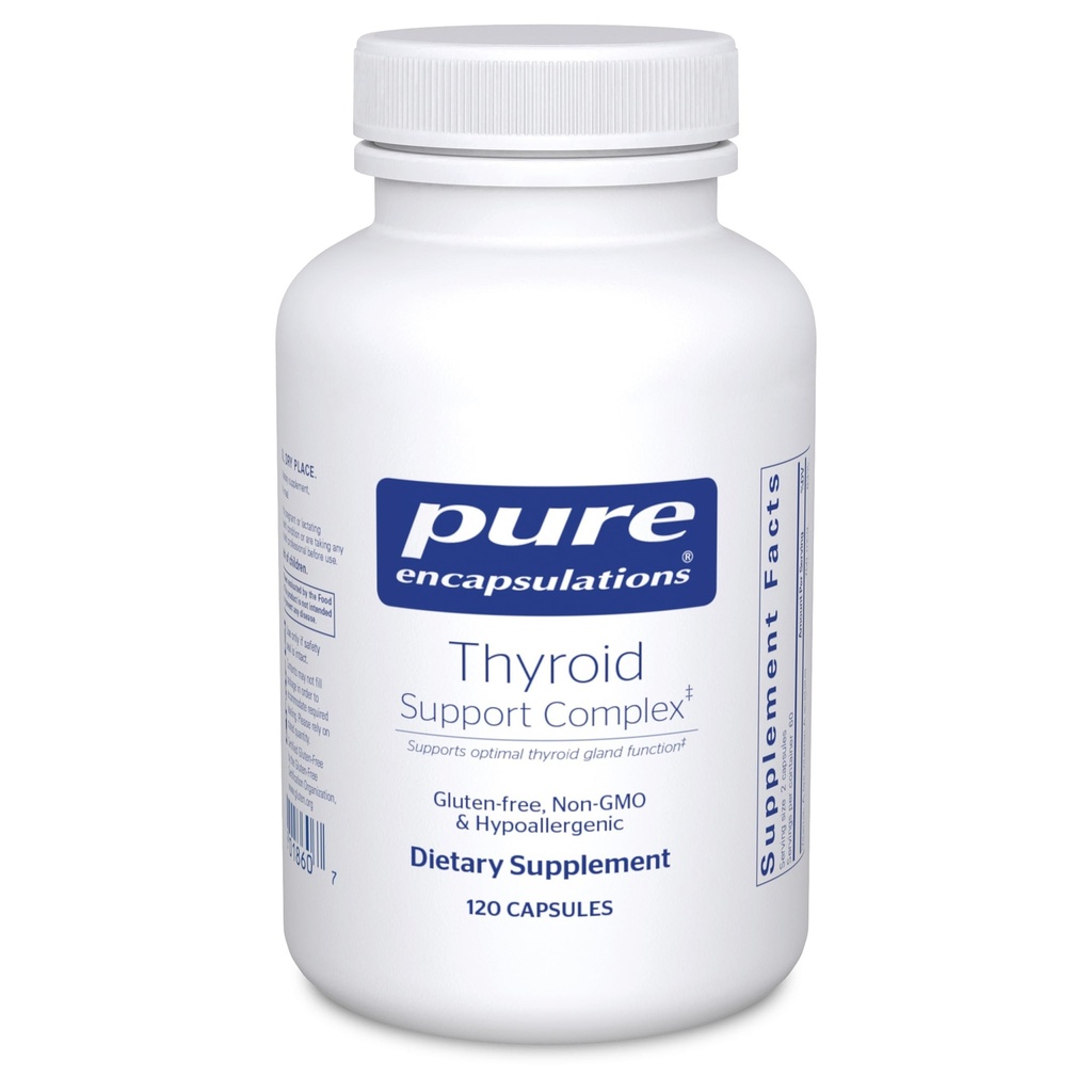 Complejo de soporte de tiroides puras encapsulaciones - Apoya la salud tiroidea* - Infusión antioxidante - con Ashwagandha & Iodine - No GMO & Vegetariano - 120 cápsulas