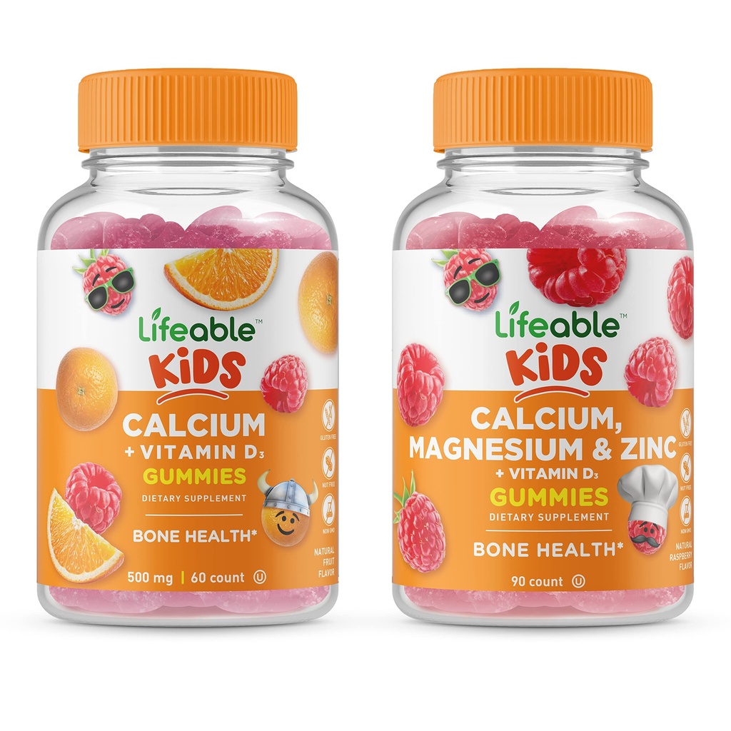 Calcio habitable con vitamina D niños + magnesio de calcio &amp; niños cinc, manjar de gummies - Gran Cata, Suplemento de vitaminas, Gluten Gratis, GMO Gratis, Chewable Gummy