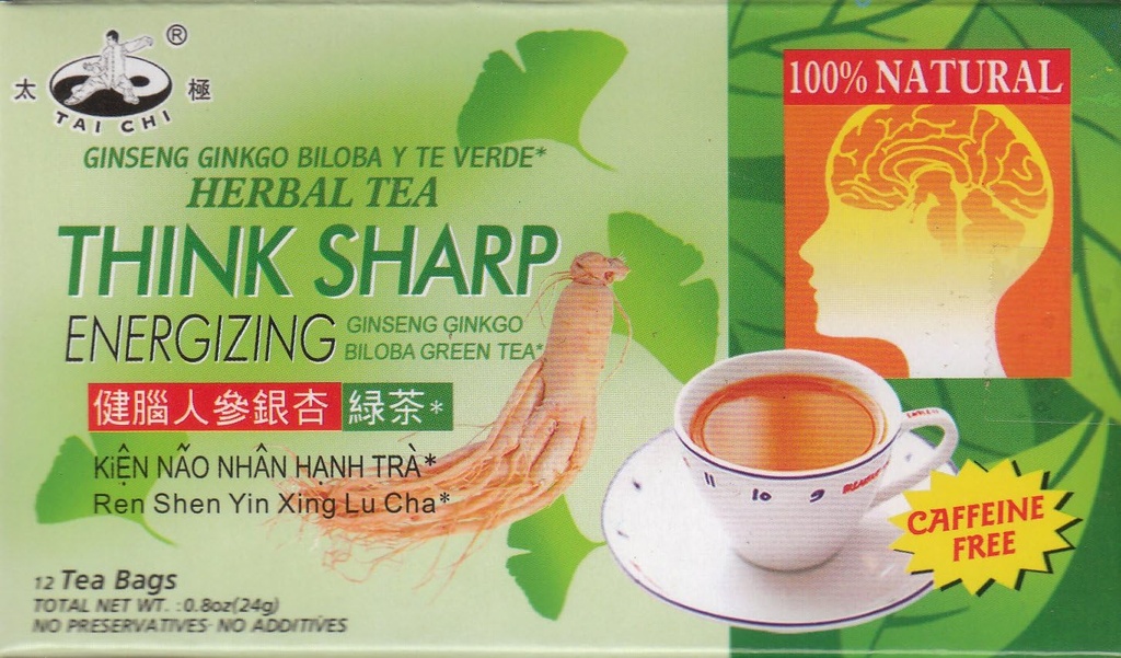 Tai Chi Think Sharp Energizing Tea (Ginseng Ginkgo Biloba) 12 Bolsas