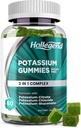 Potasio 3 en 1 Complejo Gummies Azúcar Libre, Nueva Fórmula con Citrato de Potasio de 99 mg, Cloruro de Potasio, Gluconato de Potasio, Lámparas &amp; Suplementos musculares, 60 Chewables